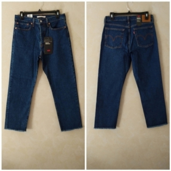 Levi's Wedgie Straight Jeans Below the Belt Dark Wash High Rise Denim Mom - Picture 10 of 10